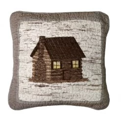 Donna Sharp Birch Forest Log Cabin 18 in. x 18 in. Decorative Throw Pillow, 86101