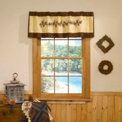 Donna Sharp Cabin Raising Pine Cone Valance Curtains Runner, 66009
