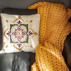 Donna Sharp Spice Postage Stamp Decor Square Pillow, 52001 -Donna Sharp Sales Store 1431838 A3